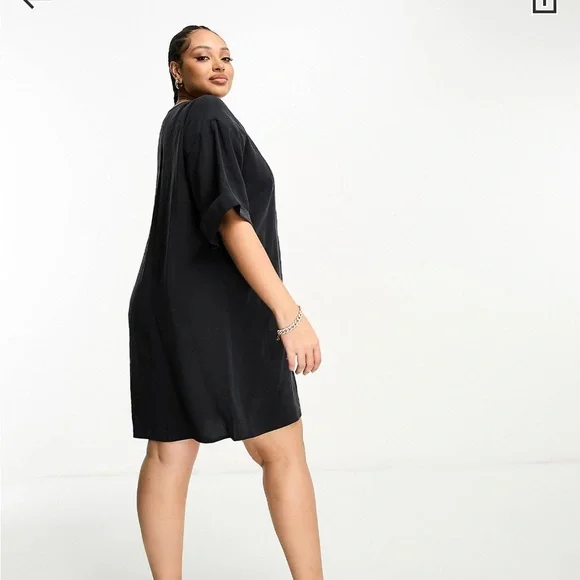 NWT ASOS CURVE Oversized Boxy Black Mini Dress 20 - Picture 2 of 4